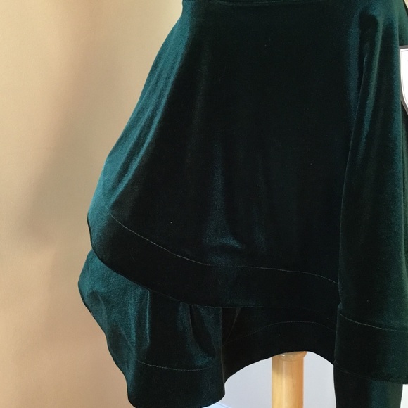 B Darlin Women’s Juniors Green Velvet A Line Spaghetti Strap Party Mini Dress - Picture 7 of 12